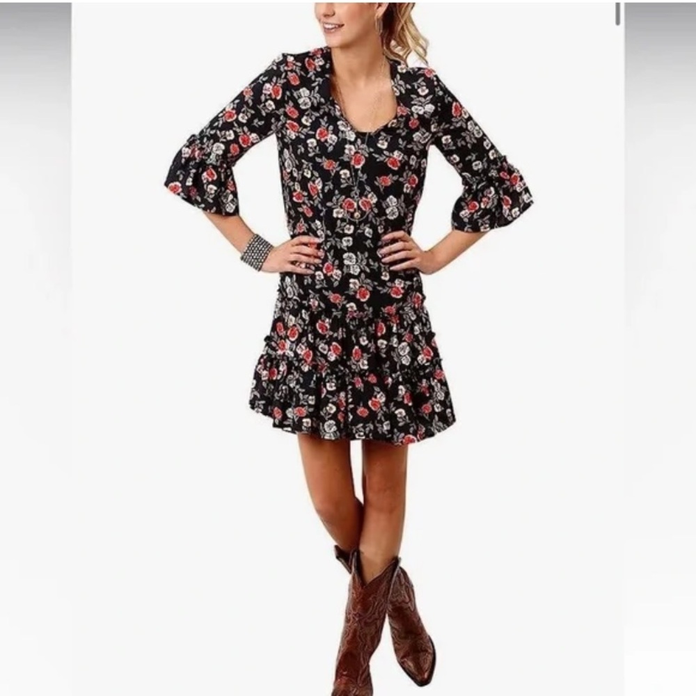 Roper Western Black Floral Dress